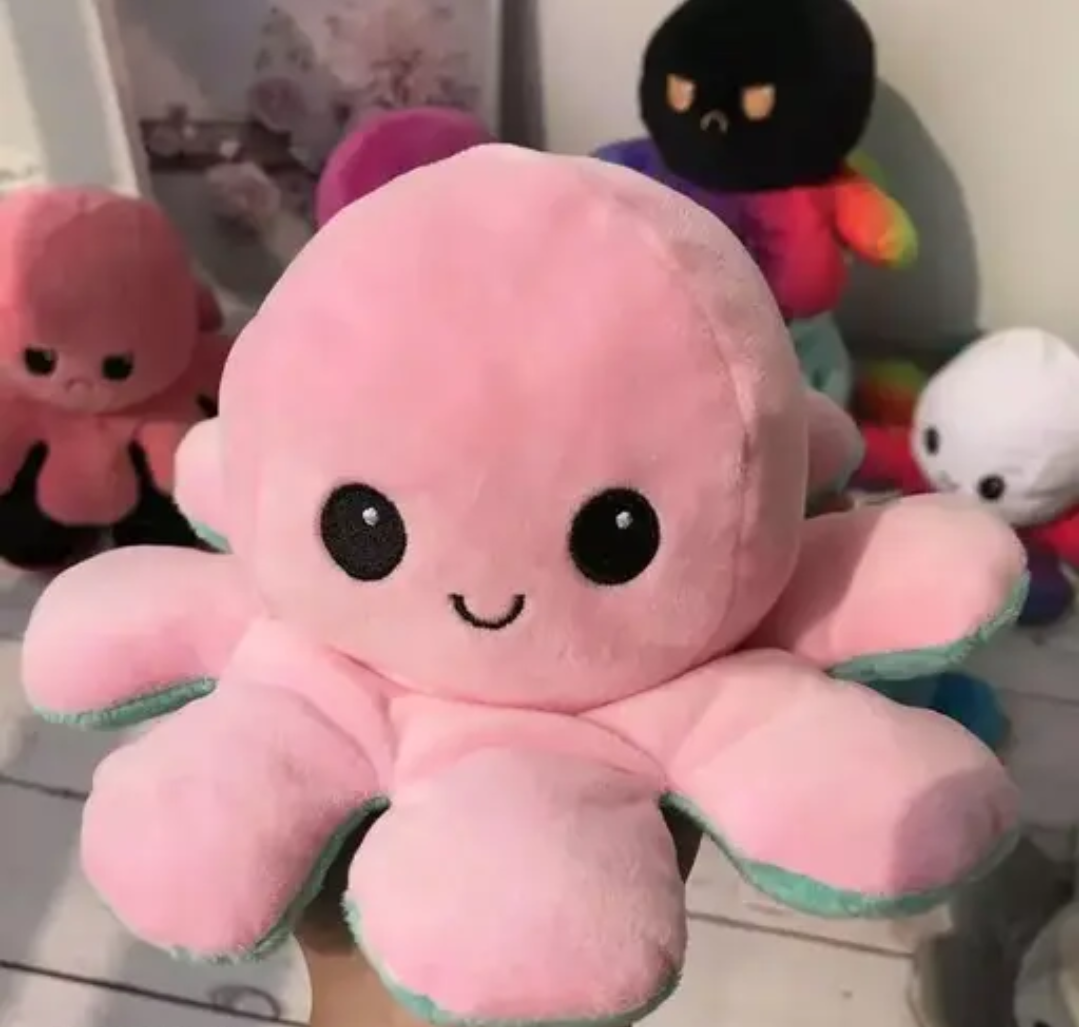 Printustaad Reversible Octopus Plush Toy for Kids | Soft Toys for Infant Boys and Girls | Octopus Plush Toy for Kids - Length 18
