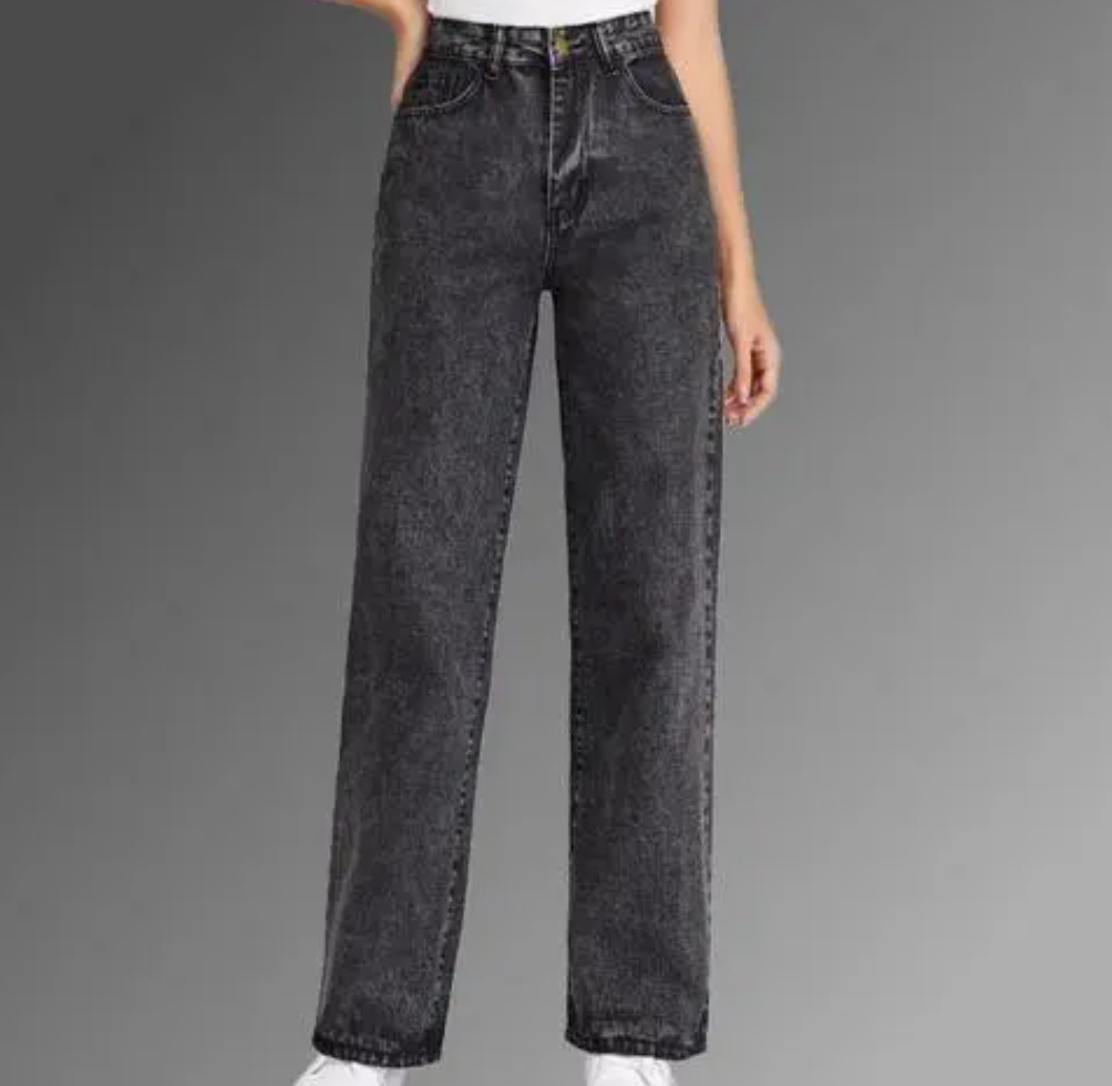 WOMEN STRAIGHT FIT BLACK FADED LOOK JEANS FOR GIRLS AND WOMEN