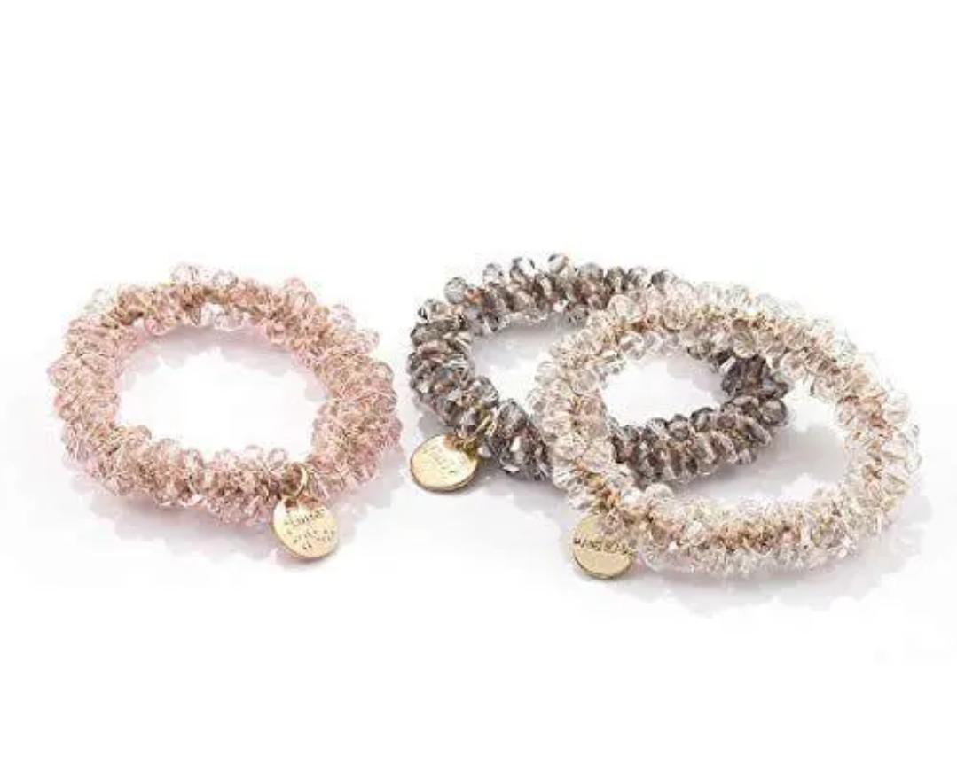 3 pcs crystal stone pearl bracelet cum hair ties for girls and women
