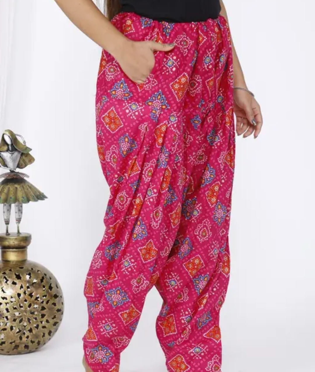 COTTON BANDHANI PRINTED PATIALA WITH DUPATTA