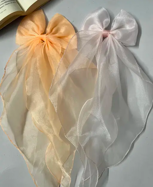 Premium Organza Bow Hair Clips  (Pack of 2)